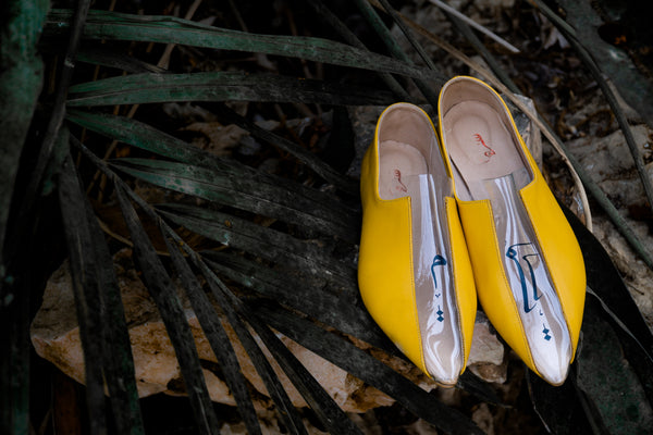 WATER - High Quality Leather, Yellow Shoes, Handmade